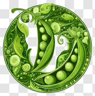 Green Vegetarian Symbol - Green Letter D With Peas Transparent PNG