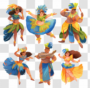 Brazilian Carnival Dancer - Dynamic Carnival Dancers In Festive Colors Transparent PNG