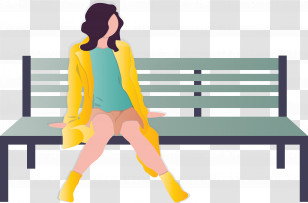 Park Bench Girl Transparent PNG
