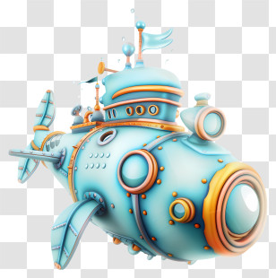Submarine Day - Blue Submarine With Exploration Equipment Transparent PNG