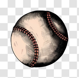 Black And White Drawing - Vintage Style Baseball Illustration Transparent PNG