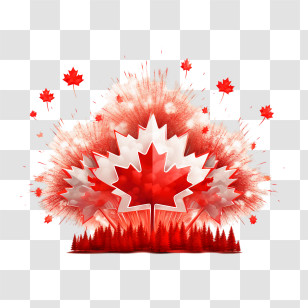 Canada Day - Canada Day Fireworks With Iconic Maple Leaf Design Transparent PNG