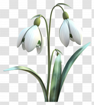 3d Flower - White Snowdrops Flowers Transparent PNG
