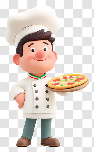Italian Chef With Pizza - Cartoon Chef With Pizza Transparent PNG
