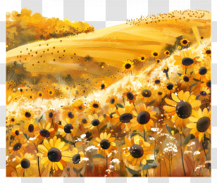 Sunflower Field - Sunflower Field In Bloom Transparent PNG