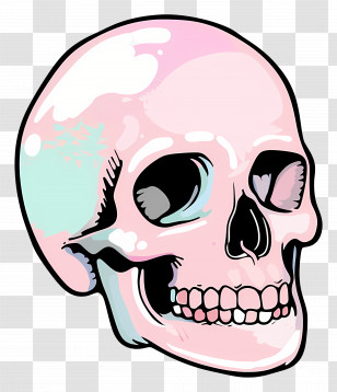 Doodle Skull - Pastel Colored Skull Illustration Transparent PNG