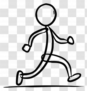 Stick Figure Running - Cartoon Running Stick Figure Sketch Transparent PNG