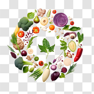 World Vegan Day - Circle Of Fresh Vegetables In Artistic Style Transparent PNG