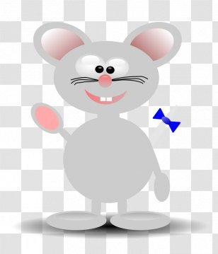 Computer Mouse Clip Art - Rabits And Hares - Gray Rat Tail Blue Bow Transparent PNG