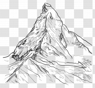 Mountain Peak Outline - Mountain Peak Line Art Design Transparent PNG
