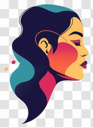 Woman Face - Silhouette Of Woman Face In Colorful Tones Transparent PNG