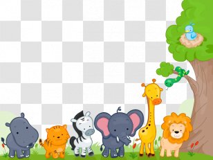Disneys Animal Kingdom Cartoon Stock Photography Royalty-free - Grass - Hand-painted Elephants Lions Zebras Element Transparent PNG