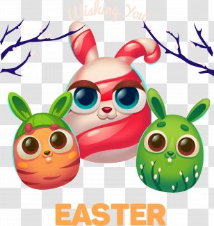 Easter Bunny Eggs Coloring Book Free Pages - Vector Cartoon Rabbit Transparent PNG