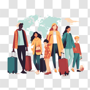 Migrants Day - Illustration Of A Traveling Family With Luggage Transparent PNG