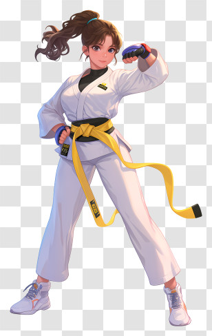 Taekwondo Girl - Karate Girl In White Gi Transparent PNG