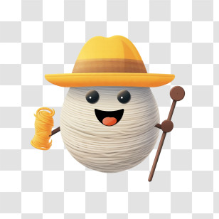 Yarn - Smiling Yarn Ball With Hat Transparent PNG