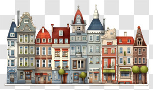 Architectural Designs - Illustration Of Colorful European-Style Houses Transparent PNG