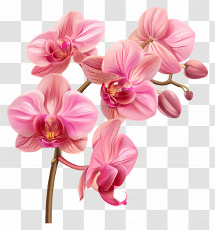 Pink Orchid Flower - Pink Orchid Flowers With Lush Petals Transparent PNG