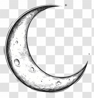 Moon Outline - Hand-drawn Crescent Moon Sketch For Celestial Art Transparent PNG