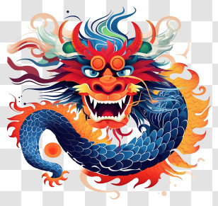 Dragon - Colorful Chinese Mythical Dragon Illustration Transparent PNG