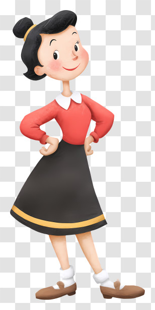 Cartoon Woman - Playful Retro Girl Cartoon Transparent PNG