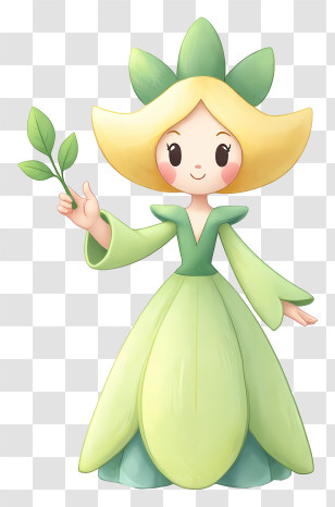 Dolliv From Pokemon - Cute Green Leaf Fairy Transparent PNG