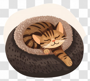 Cat Bed - Cat In Bed Illustration Transparent PNG