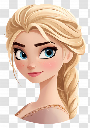 Princess Elsa - Stylized Cartoon Female Portrait With Blonde Hair Transparent PNG