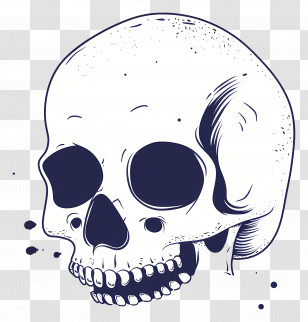 Scary Skull - Human Skull Illustration In Black And White Transparent PNG