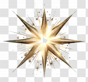 Shining Star - Golden Radiant Starburst Design Transparent PNG
