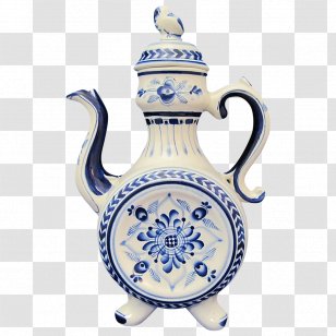 Blue And White Pottery Gzhel Ceramic Teapot Russia - Hand Painted Transparent PNG