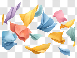Flying Papers - Colorful Floating Petals Background Transparent PNG