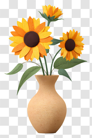 Sunflower In Vase - Sunflowers In A Vase Transparent PNG