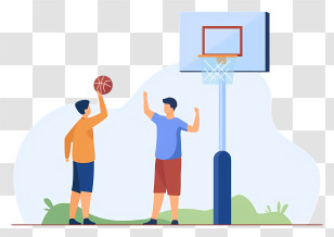 Basketball - Two People Playing Basketball Transparent PNG