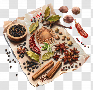 Exotic Spices - Collection Of Spices And Seasonings On Paper Transparent PNG