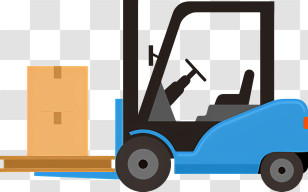Cartoon - Illustration Of Forklift Carrying A Box Transparent PNG