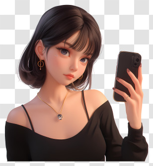 Girl Selfie - Casual Animated Woman Taking Selfie Transparent PNG