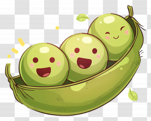 Kawaii Peas - Peas In A Pod With Happy Faces Illustration Transparent PNG