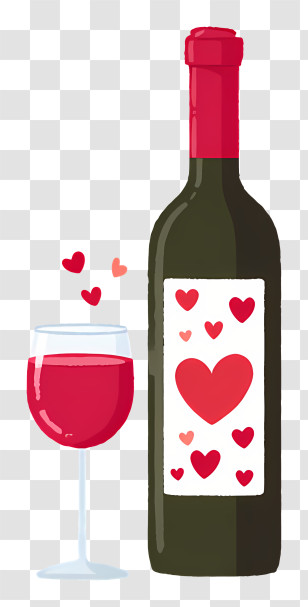 Wedding Wine - Romantic Wine Bottle And Glass Transparent PNG