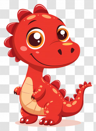 Cartoon Dinosaur - Cute Red Cartoon Dinosaur Transparent PNG