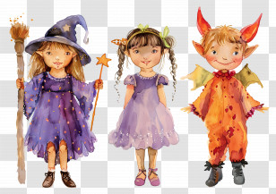 Halloween Kids - Children In Fun Halloween Costumes Transparent PNG