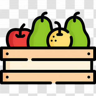 Harvest Box - Illustrated Crate Of Fresh Fruits Transparent PNG