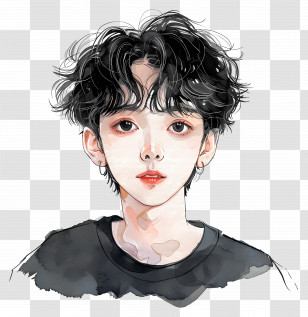 Boy - Anime Boy With Black Hair And Big Eyes Transparent PNG