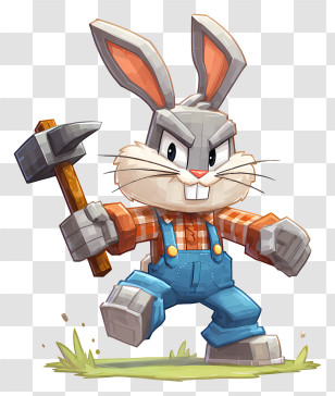Minecraft Bugs Bunny - Gray Rabbit With Hammer Character Transparent PNG