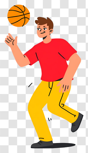 Man Playing Basketball - Basketball Player In Red And Yellow Transparent PNG
