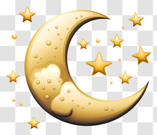 Crescent Moon - Crescent Moon With Stars Transparent PNG
