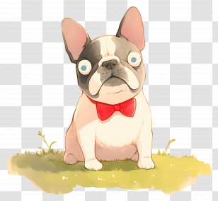 French Bulldog - French Bulldog With Red Bow Tie Transparent PNG
