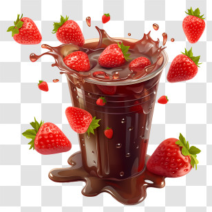 Chocolate Milk - Chocolate Splash With Strawberries Transparent PNG