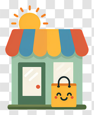 Market With Awning - Small Cute Doodle House With Sun Transparent PNG