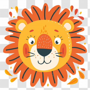 Cute Lion Face - Cute Cartoon Lion Illustration Transparent PNG